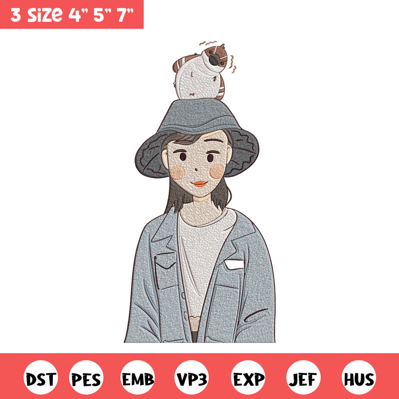 Cute girl Embroidery Design, Cartoon Embroidery, Embroidery File, Anime Embroidery, Anime shirt, Digital download.jpg