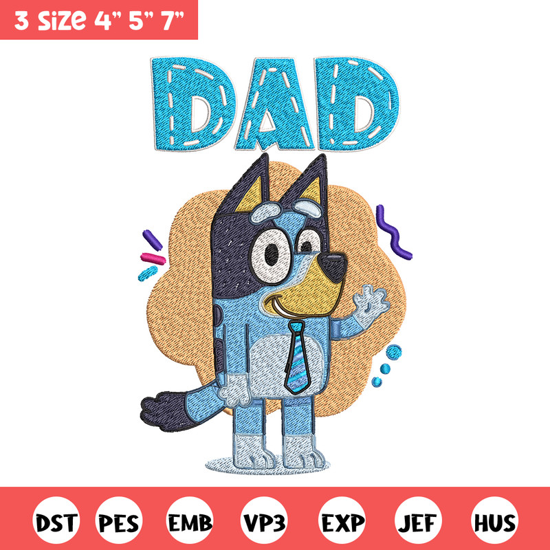 Dad Bluey Embroidery, Bluey Cartoon Embroidery, cartoon Embroidery, cartoon shirt, Embroidery File, Instant download..jpg