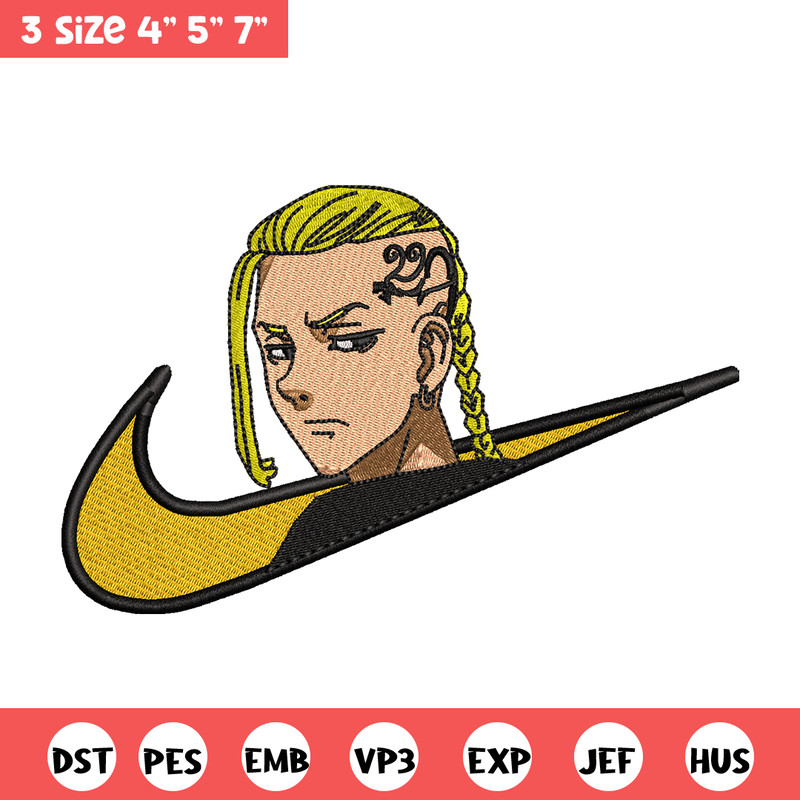 Draken nike embroidery design, Tokyo Revengers embroidery, nike design, anime design, anime shirt, Digital download.jpg