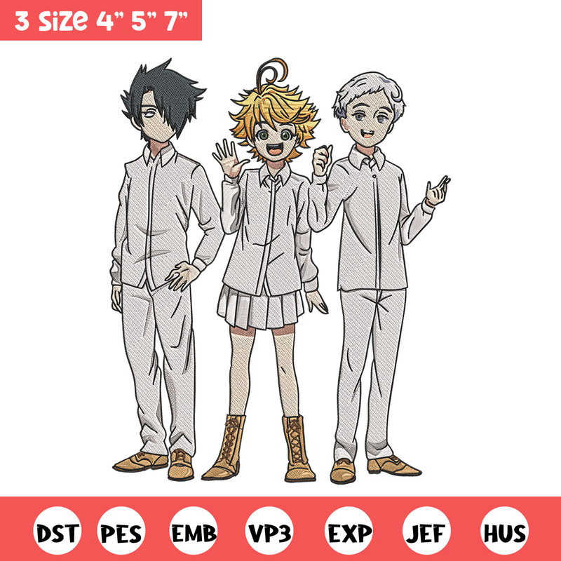 Emma friends Embroidery Design, Oyakusoku Embroidery, Embroidery File, Anime Embroidery, Anime shirt, Digital download.jpg