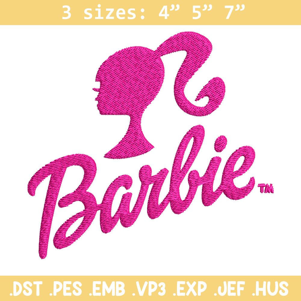 Barbie logo and her Embroidery, Barbie logo and her Embroidery, logo design, Embroidery File, Digital download..jpg