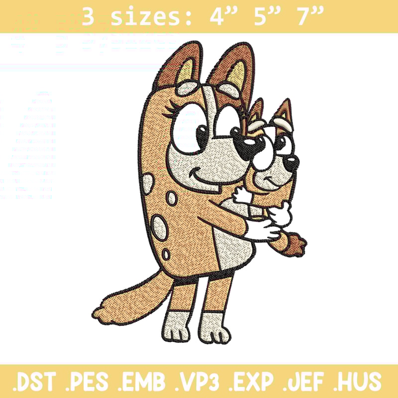 Bingo and her Mum Embroidery, Bluey Embroidery, Embroidery File, cartoon shirt, cartoon design, Digital download..jpg