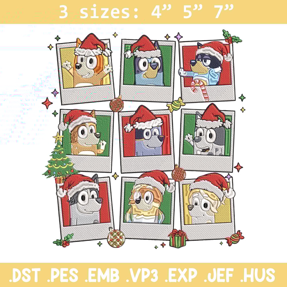 Bluey chrismas Embroidery Design, Bluey Embroidery, Embroidery File, Anime Embroidery, Anime shirt, Digital download.jpg