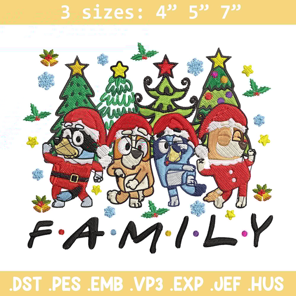 Bluey family Embroidery Design, Bluey Embroidery, Embroidery File, Chrismas Embroidery, Anime shirt, Digital download..jpg