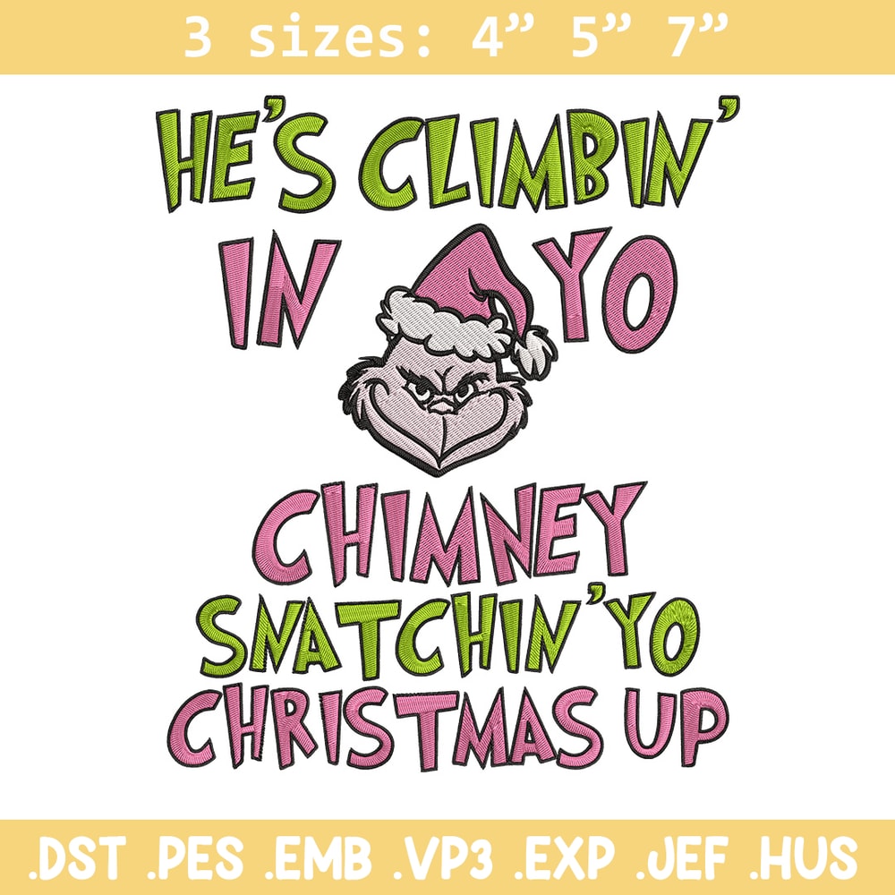 Chrismas up Embroidery Design, Grinch Embroidery, Embroidery File, Chrismas Embroidery, Anime shirt, Digital download.jpg