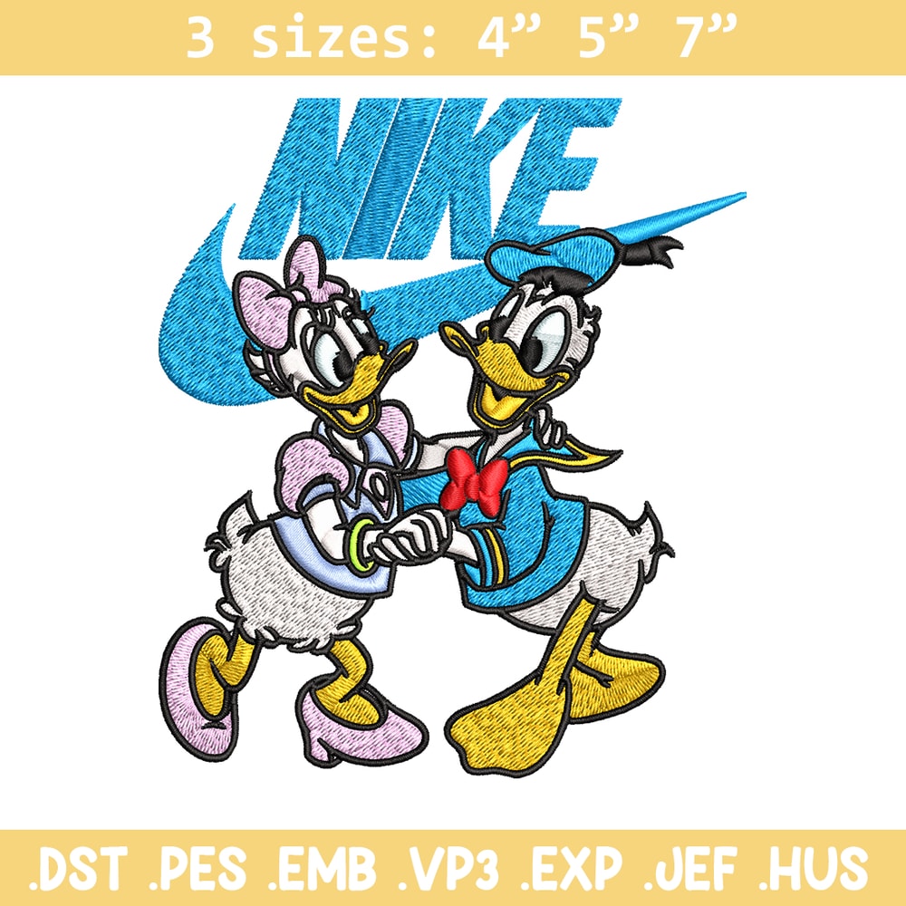 Daisy and Donald duck Nike Embroidery design, Cartoon Embroidery, Nike design, Embroidery file, Instant download.jpg