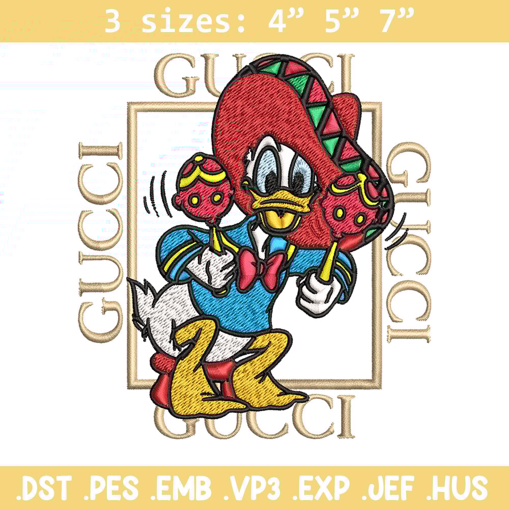 Daisy Donald Duck Gucci Embroidery design, Disney cartoon Embroidery, cartoon design, Embroidery File, Instant download..jpg