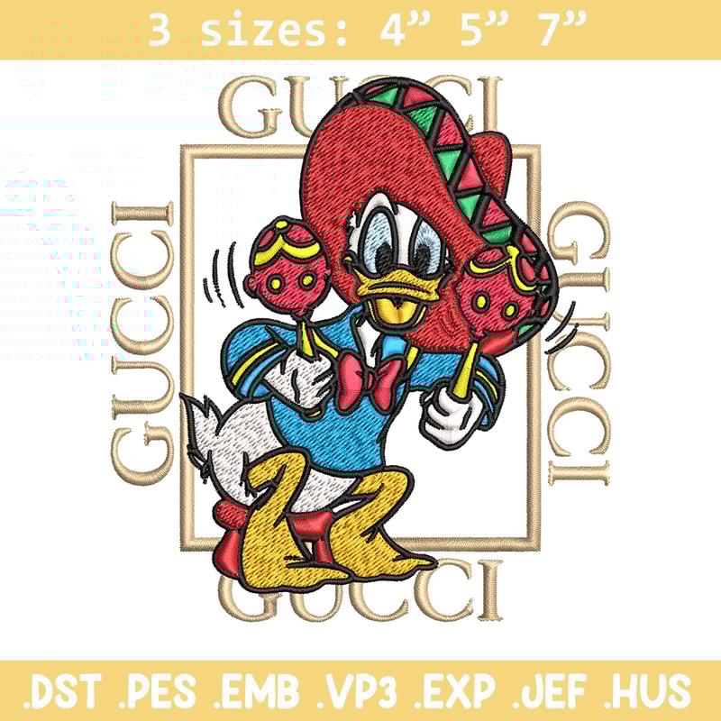Daisy Donald Duck Gucci Embroidery design, Disney cartoon Embroidery, cartoon design, Embroidery File, Instant download..jpg