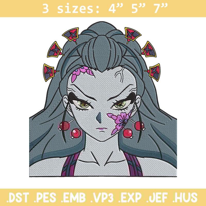 Daki face Embroidery Design, Demon slayer Embroidery, Embroidery File, Anime Embroidery, Anime shirt, Digital download.jpg