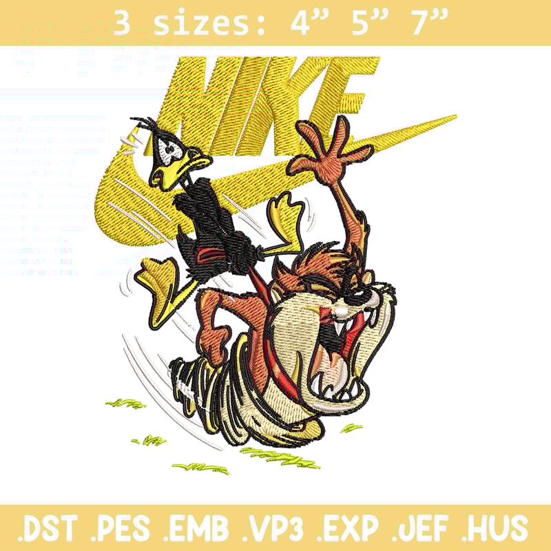 Duffy and Taz Nike Embroidery design, cartoon Embroidery, Nike design, Embroidery file, logo shirt, Instant download..jpg