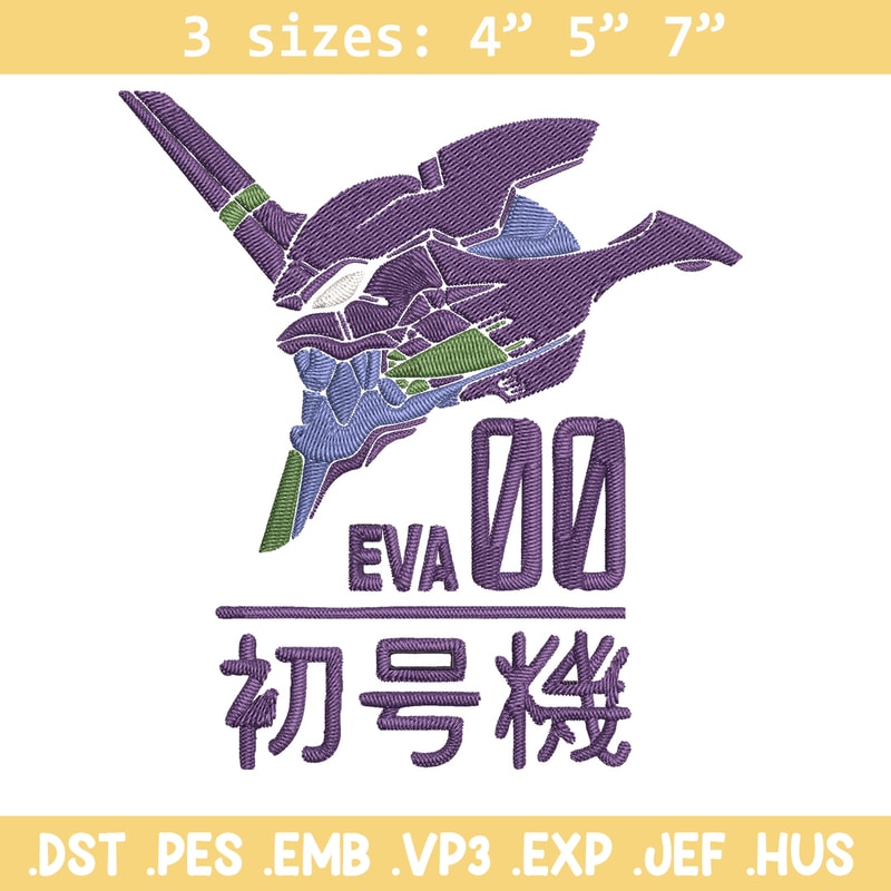 Eva 00 Evangelion Embroidery Design, Evangelion Embroidery,Embroidery File,Anime Embroidery,Anime shirt,Digital download.jpg