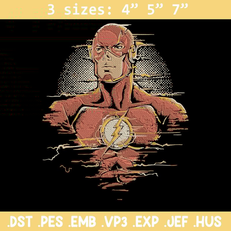 Flash poster Embroidery Design, DC comics Embroidery, Embroidery File, Anime Embroidery, Anime shirt, Digital download.jpg