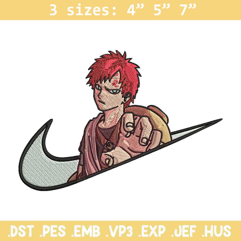Gaara x nike Embroidery Design, Naruto Embroidery, Embroidery File, Nike Embroidery, Anime shirt, Digital download.jpg