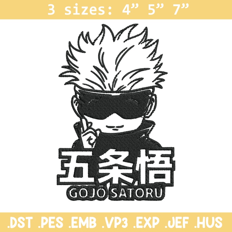 Gojo chibi poster Embroidery Design,Jujutsu Embroidery, Embroidery File, Anime Embroidery, Anime shirt, Digital download.jpg