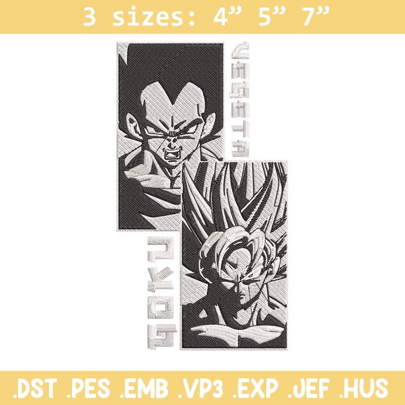 Goku x Vegeta Embroidery Design, Dragonball Embroidery, Embroidery File, Anime Embroidery, Anime shirt, Digital download.jpg
