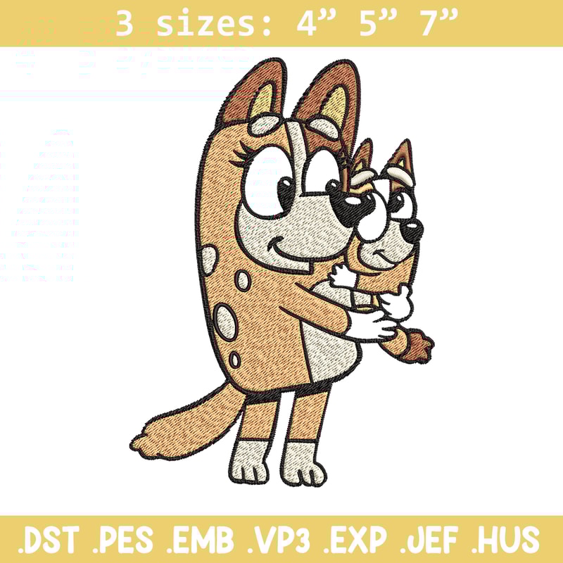 Bingo and her Mum Embroidery, Bluey Embroidery, Embroidery File, cartoon shirt, cartoon design, Digital download..jpg