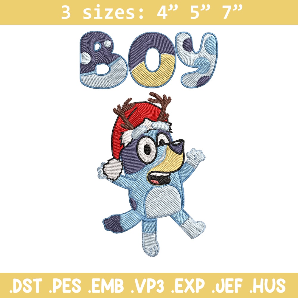 Bluey boy Embroidery Design, Bluey Embroidery, Embroidery File, Chrismas Embroidery, Anime shirt, Digital download.jpg