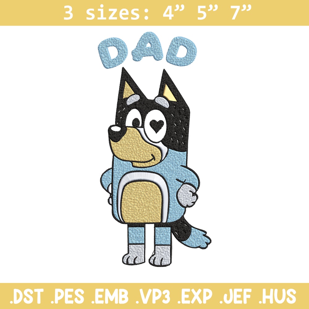 Bluey Dad Embroidery, Bandit Heeler Embroidery, Embroidery File, cartoon design, cartoon shirt, Digital download..jpg
