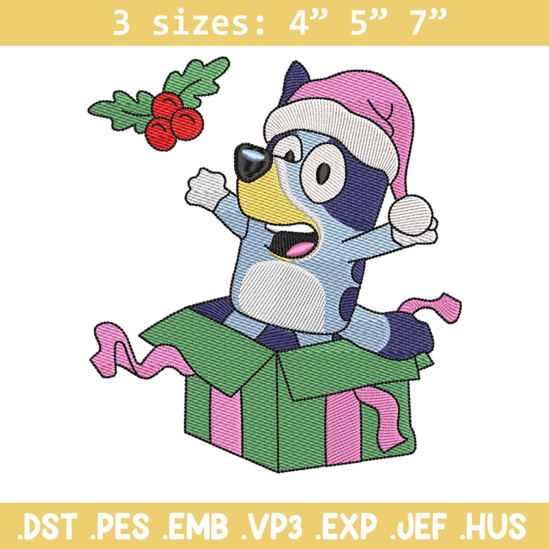 Bluey merry embroidery design, Bluey embroidery, Chrismas design, Embroidery file, Embroidery shirt, Digital download.jpg