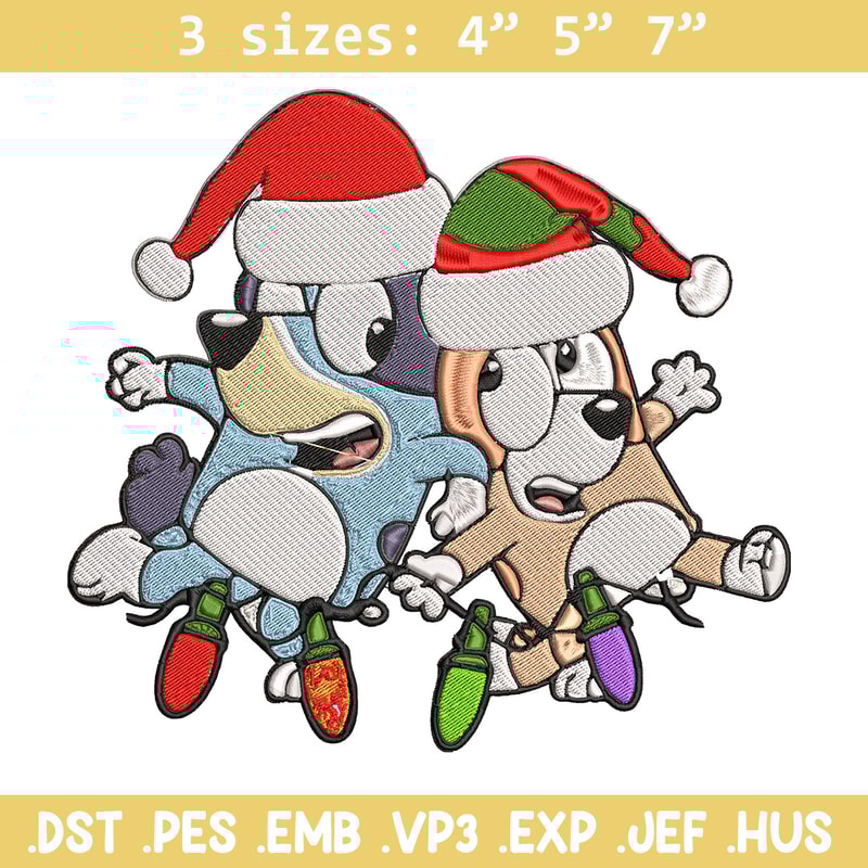 Bluey x Bingo Embroidery Design, Bluey Embroidery, Embroidery File, Chrismas Embroidery, Anime shirt, Digital download..jpg