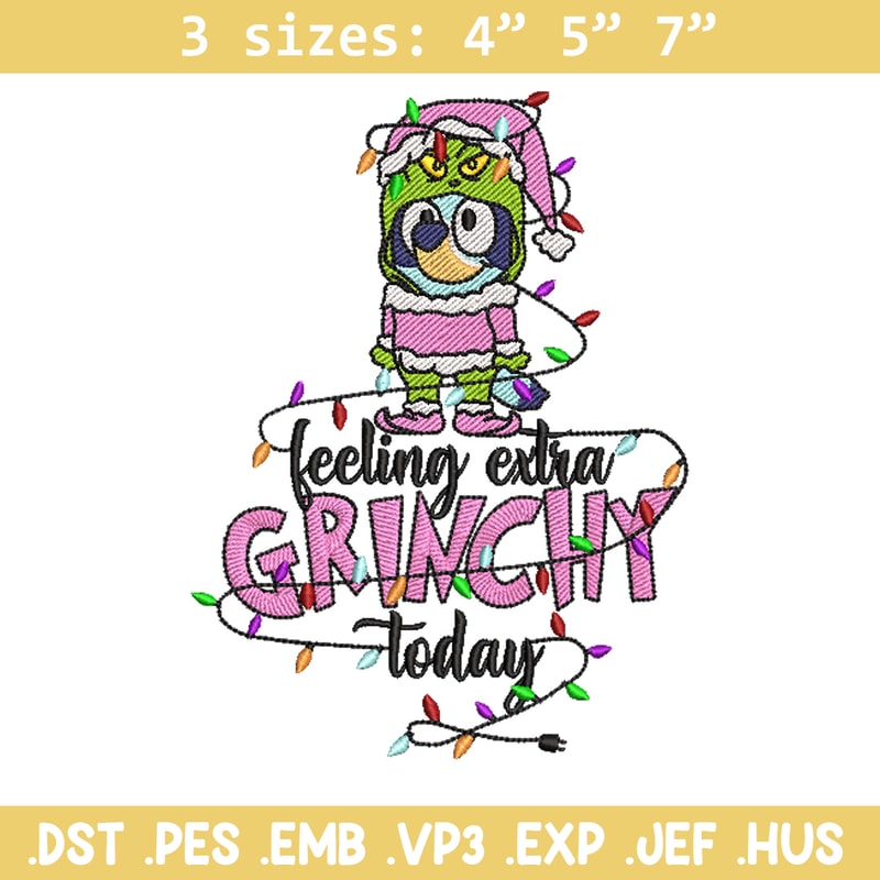 Bluey x grinch embroidery design, Bluey embroidery, Chrismas design, Embroidery file, Embroidery shirt, Digital download.jpg