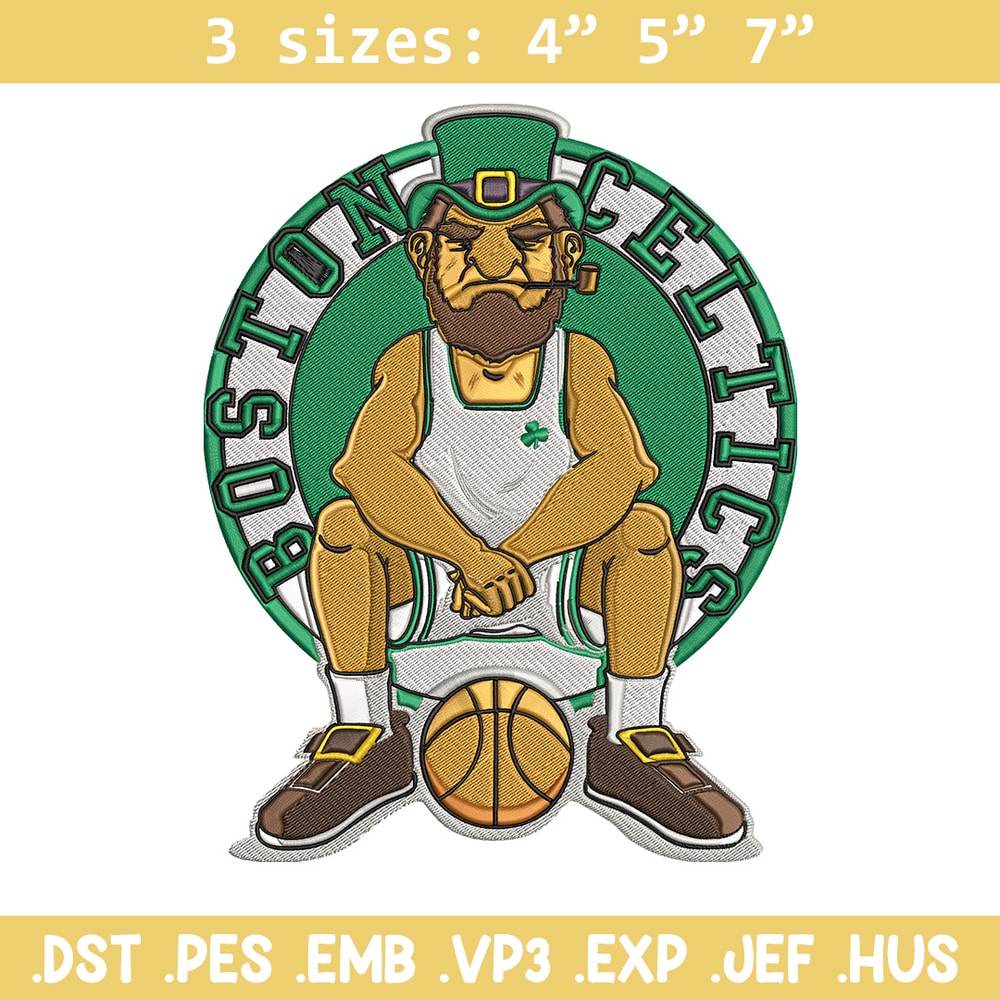 Boston Celtics mascot embroidery design, NBA embroidery, Sport embroidery, Logo sport embroidery, Embroidery design.jpg