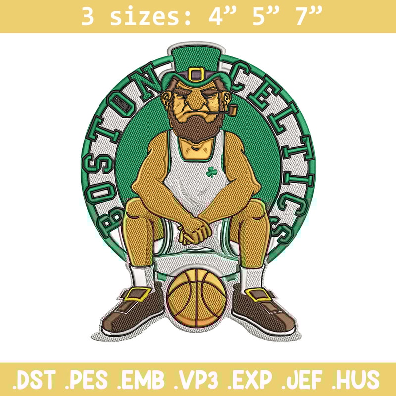 Boston Celtics mascot embroidery design, NBA embroidery, Sport embroidery, Logo sport embroidery, Embroidery design.jpg