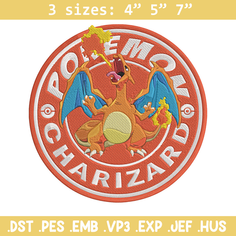 Charizard Embroidery Design, Pokemon Embroidery, Embroidery File, Anime Embroidery, Anime shirt, Digital download..jpg