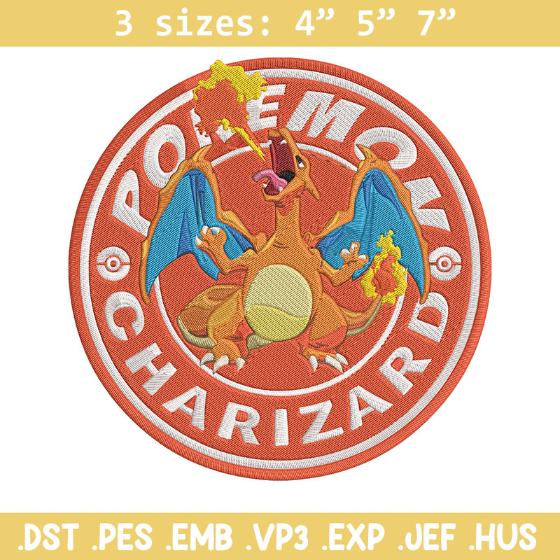 Charizard Embroidery Design, Pokemon Embroidery, Embroidery File, Anime Embroidery, Anime shirt, Digital download..jpg