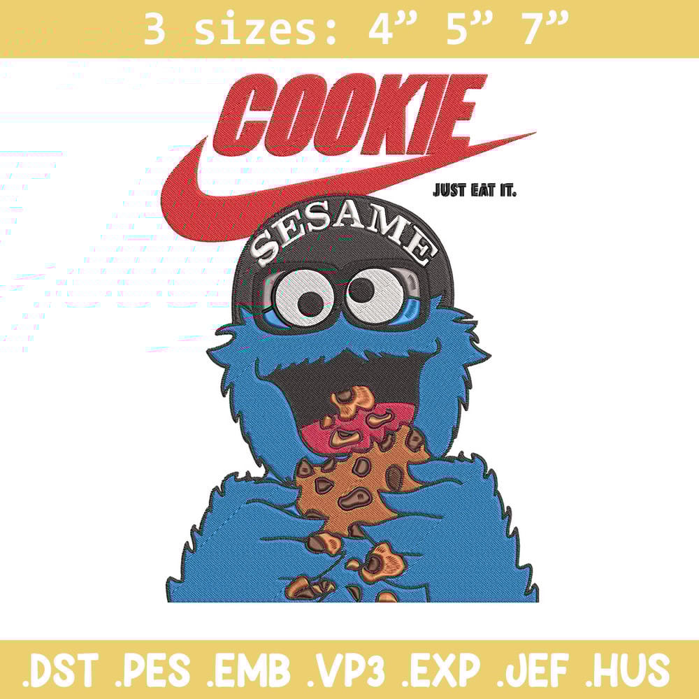 Cookie Monster x nike Embroidery Design, Cookie Monster Embroidery, Embroidery File, Nike Embroidery, Digital download.jpg
