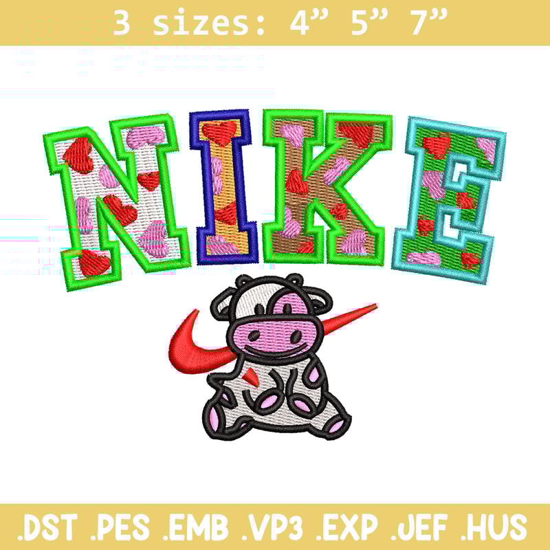 Cow color x nike embroidery design, Cow embroidery, Nike design, Embroidery shirt, Embroidery file, Digital download.jpg