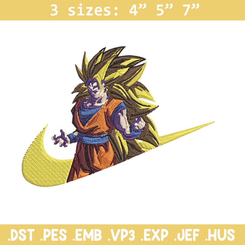 Goku ssj 3 Embroidery Design, Dragonball Embroidery, Embroidery File, Nike Embroidery, Anime shirt, Digital download.jpg