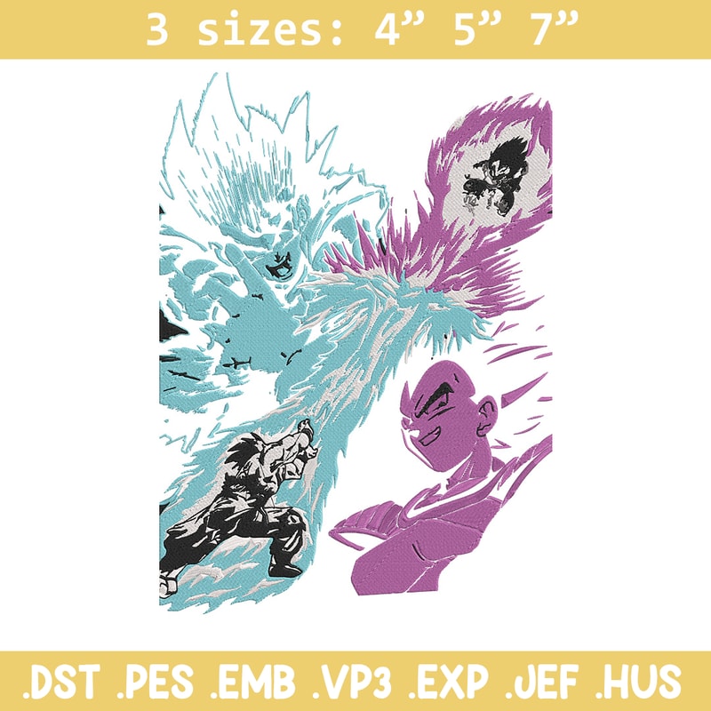 Goku vs Vegeta Embroidery Design, Dragonball Embroidery, Embroidery File, Anime Embroidery, Anime shirt,Digital download.jpg