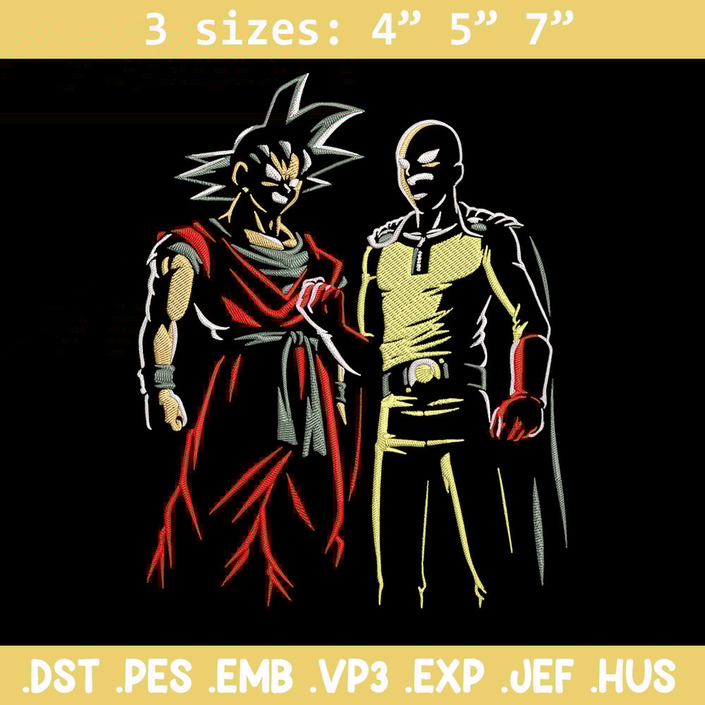 Goku x Saitama Embroidery Design, Dragonball Embroidery,Embroidery File, Anime Embroidery, Anime shirt, Digital download.jpg
