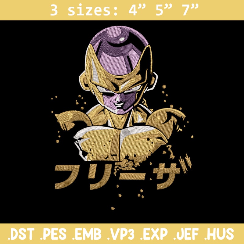 Golden Frieza Embroidery Design, Dragonball Embroidery, Embroidery File, Anime Embroidery, Anime shirt, Digital download.jpg