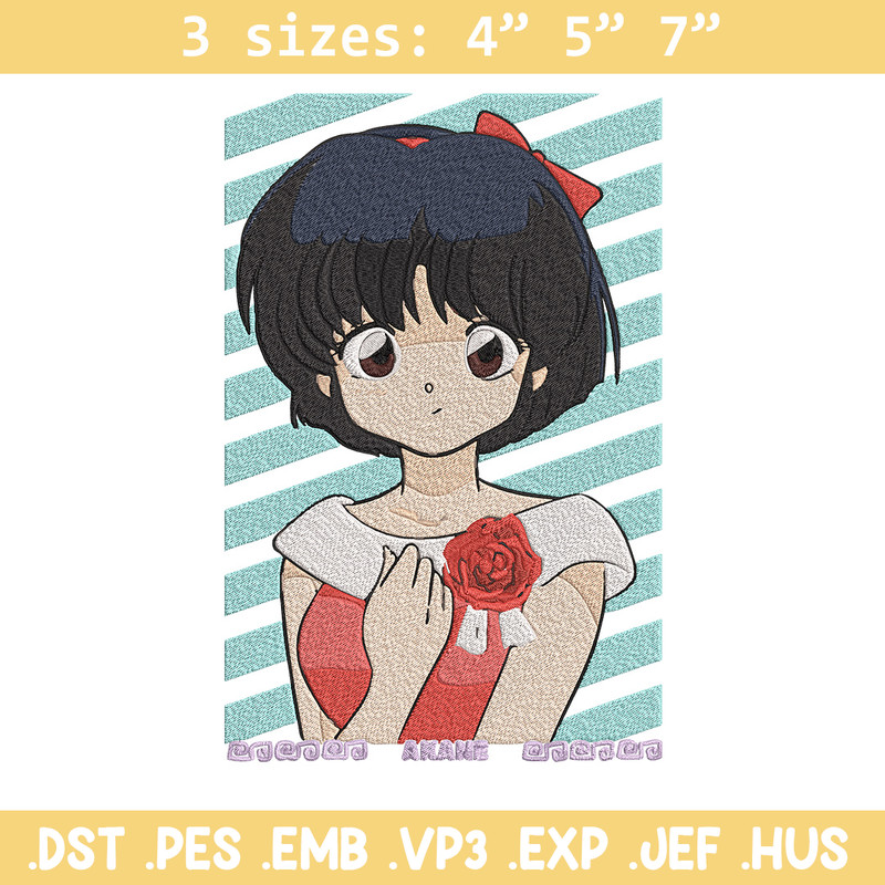 Akane Tendo Embroidery Design, Ranma Embroidery, Embroidery File, Anime Embroidery, Anime shirt, Digital download.jpg