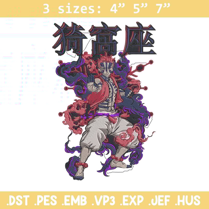 Akaza poster Embroidery Design, Demon slayer Embroidery, Embroidery File, Anime Embroidery, Digital download.jpg