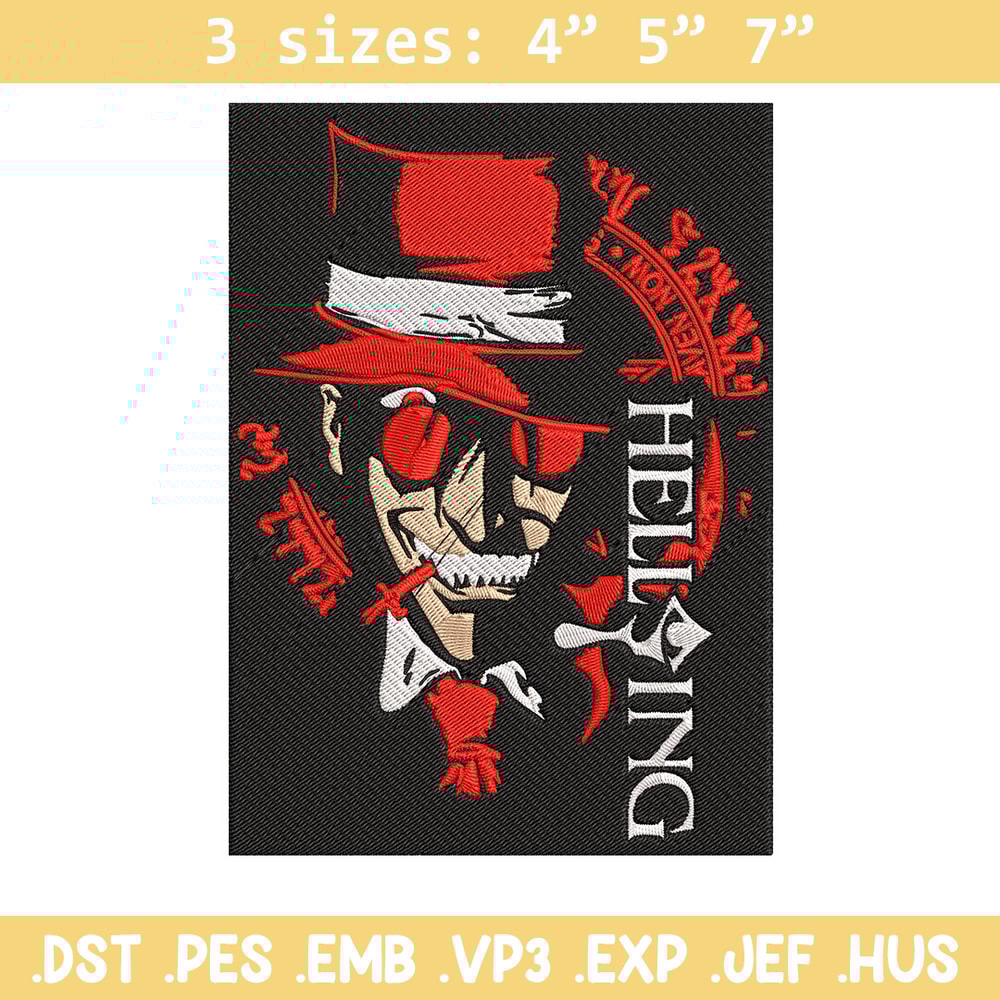 Alucard Poster Embroidery Design, Hellsing Embroidery, Embroidery File, Anime Embroidery, Anime shirt, Digital download.jpg