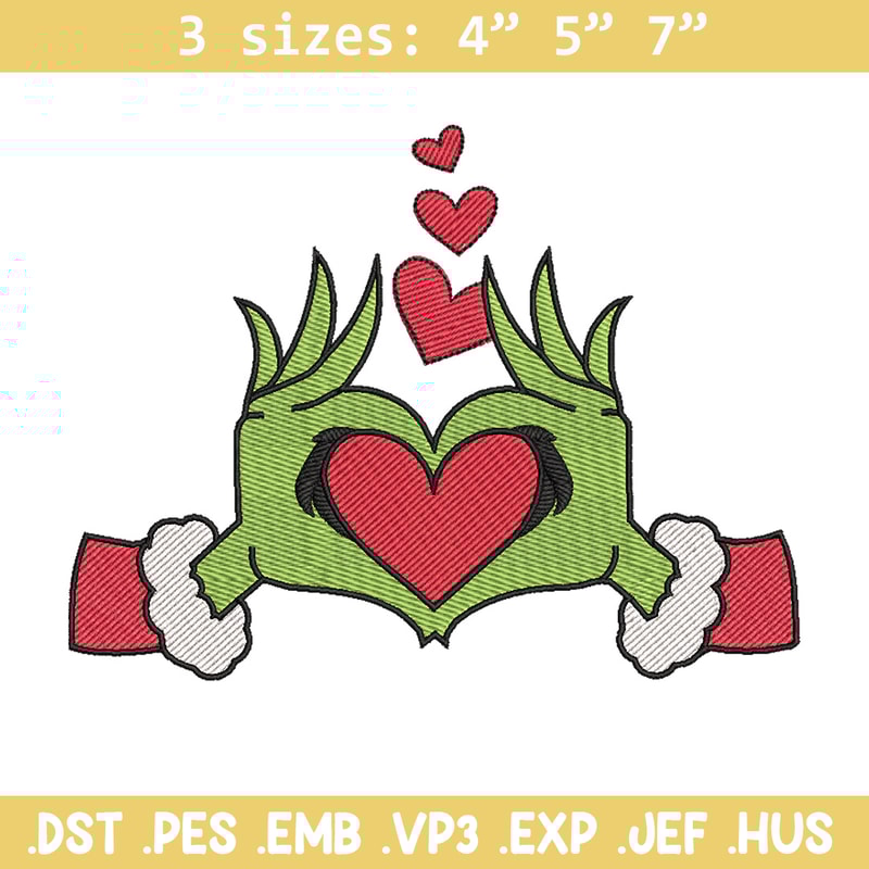 Grinch love embroidery design, Grinch embroidery, Chrismas design, Embroidery shirt, Embroidery file, Digital download.jpg