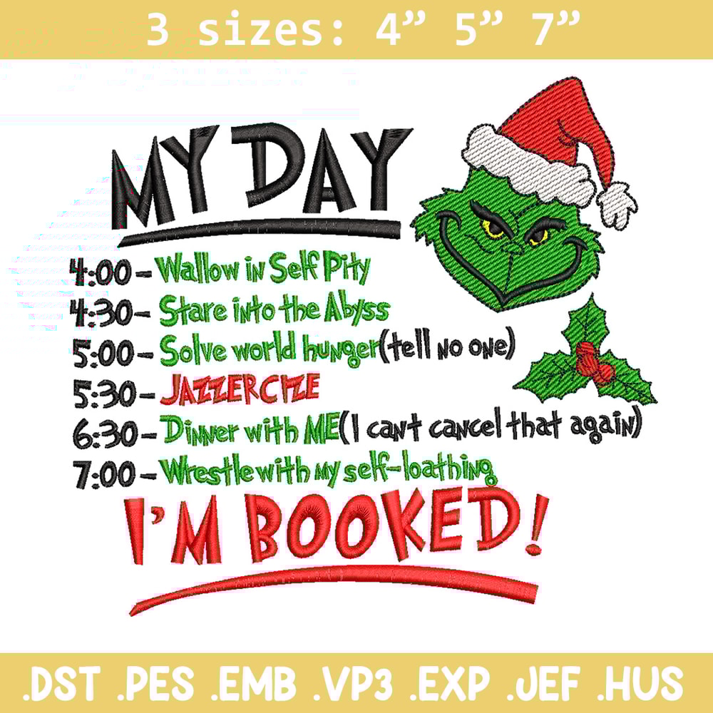 Grinch my day embroidery design, Grinch embroidery, Chrismas design,Embroidery shirt, Embroidery file, Digital download.jpg
