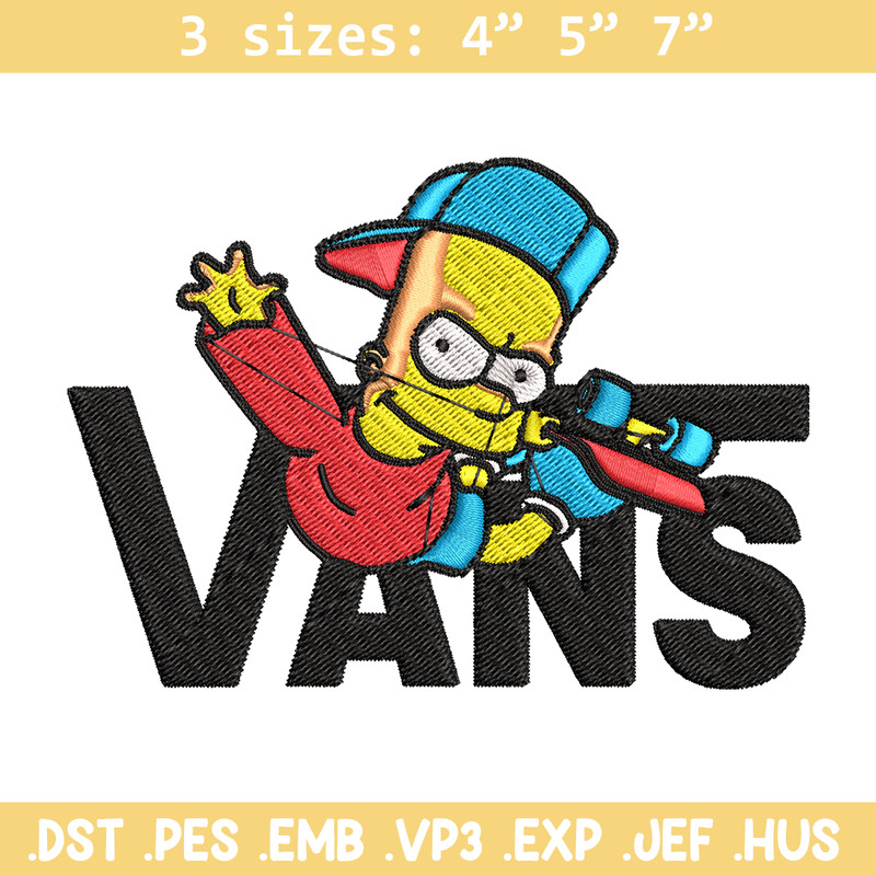 Bart Simpson Vans Embroidery design, Simpson Embroidery, cartoon design, Embroidery File, Digital download..jpg
