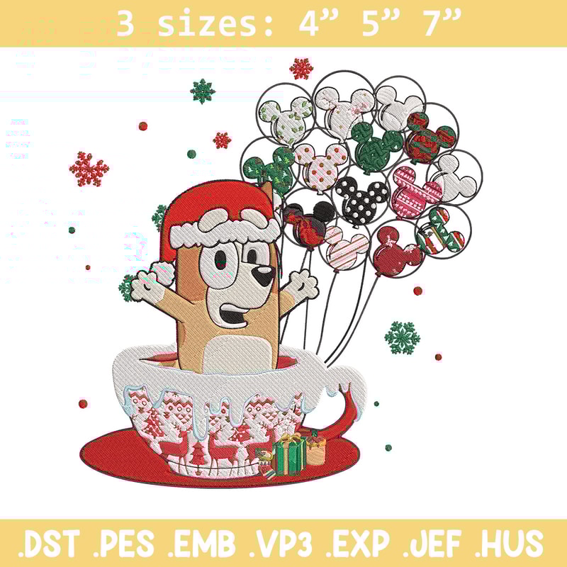 Bingo chrismas Embroidery Design, Bluey Embroidery, Embroidery File, Chrismas Embroidery, Anime shirt, Digital download.jpg