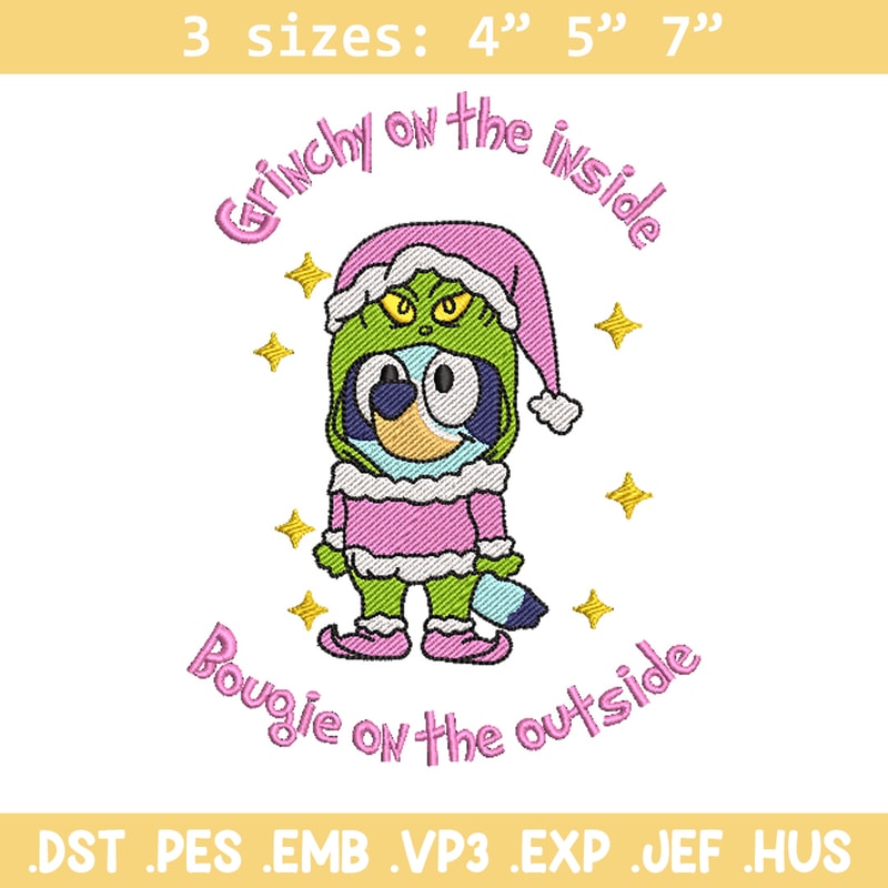 Bluey grinchy embroidery design, Bluey embroidery, Chrismas design, Embroidery file, Embroidery shirt,Digital download.jpg