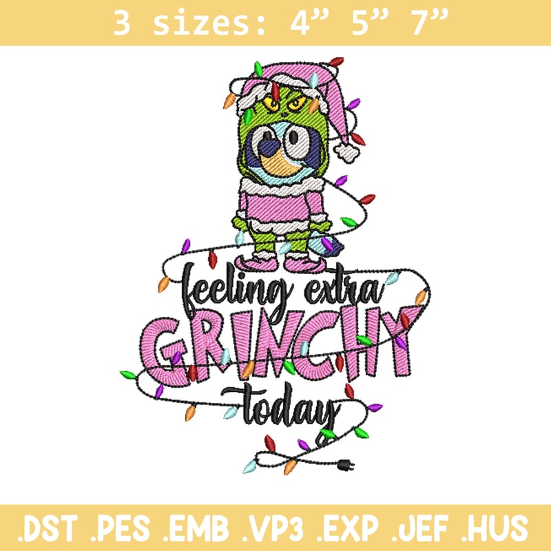 Bluey x grinch embroidery design, Bluey embroidery, Chrismas design, Embroidery file, Embroidery shirt, Digital download.jpg