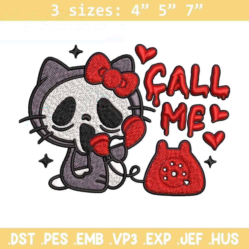Call Me Scream Hello Kitty Embroidery design, Hallokitty Embroidery, cartoon design, Embroidery File, Digital download..jpg