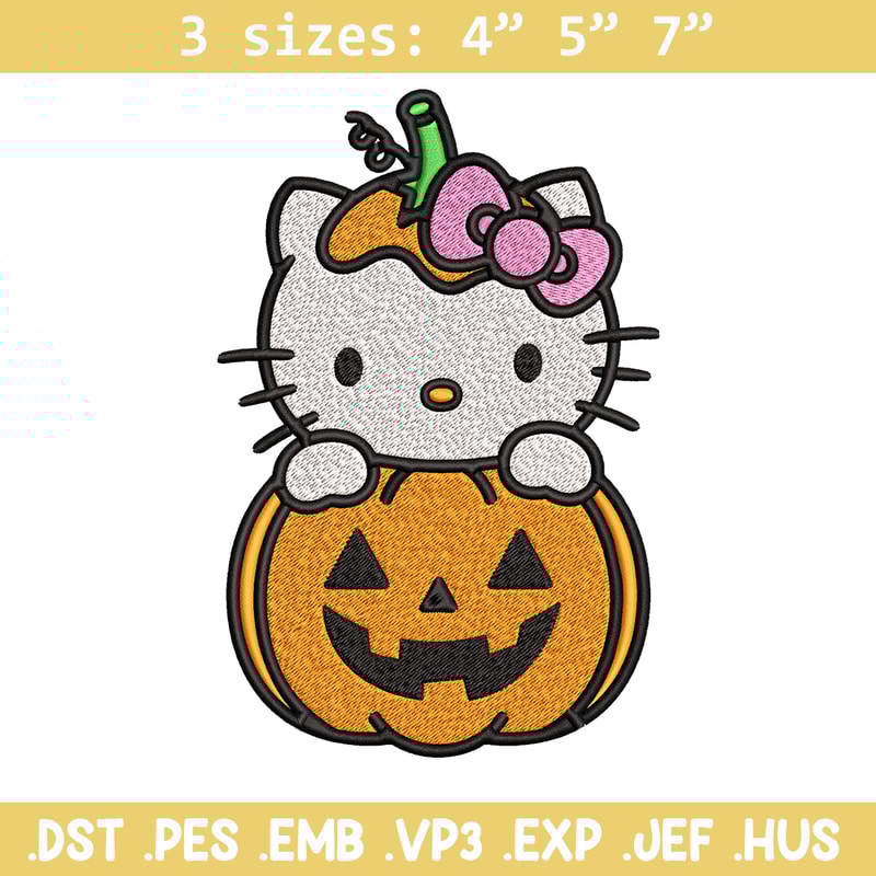 Hello Kitty With Pumpkin Embroidery design, Hellokitty Embroidery, cartoon design, Embroidery File, Digital download.jpg