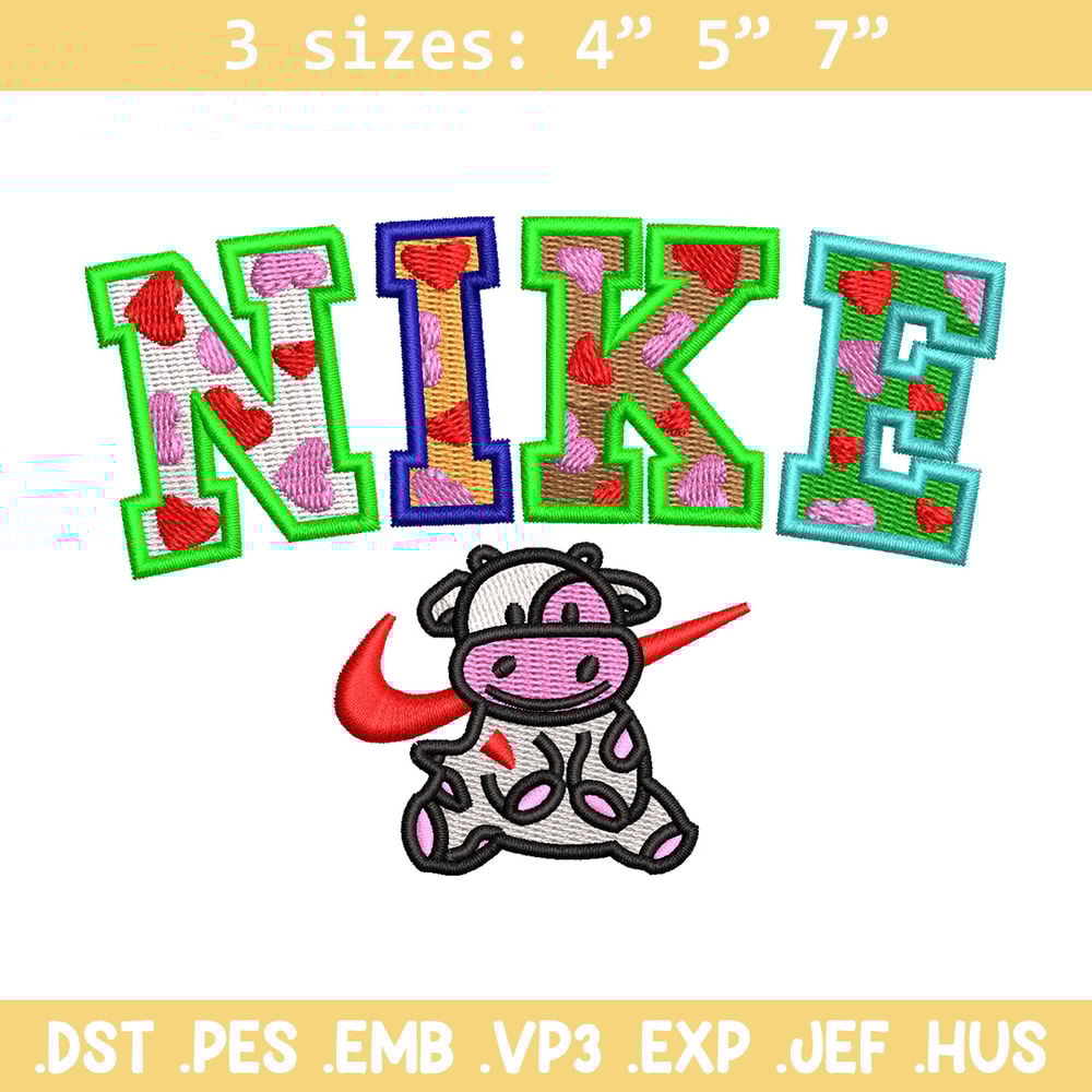 Cow color x nike embroidery design, Cow embroidery, Nike design, Embroidery shirt, Embroidery file, Digital download.jpg