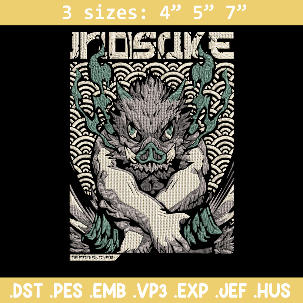 Inosuka poster Embroidery Design, Demon slayer Embroidery, Embroidery File,Anime Embroidery,Anime shirt,Digital download.jpg