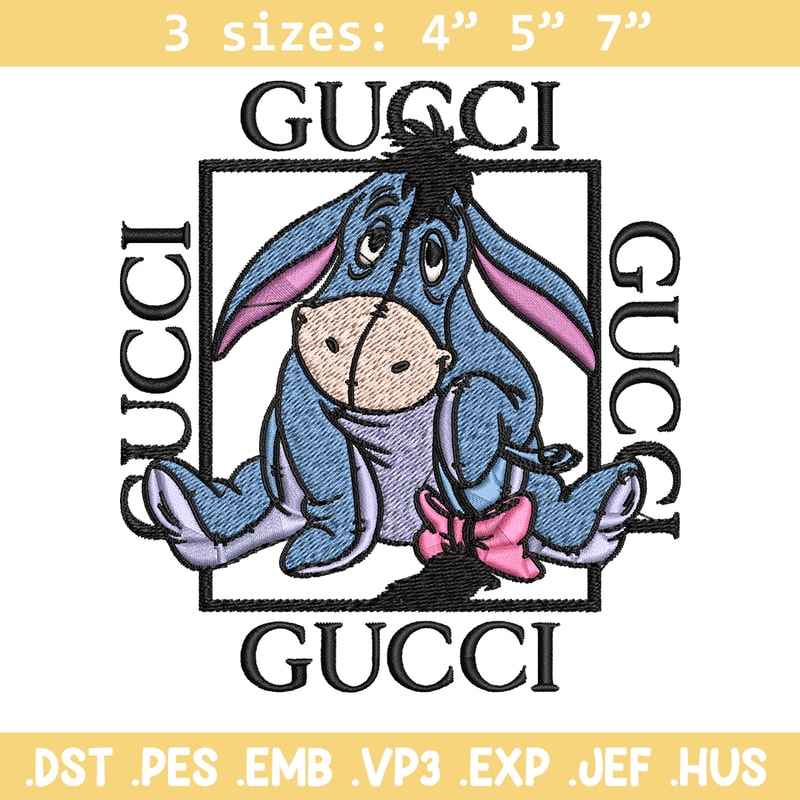 Eeyore Gucci Embroidery design, winnie the pooh Embroidery, cartoon design, Embroidery File, Instant download..jpg