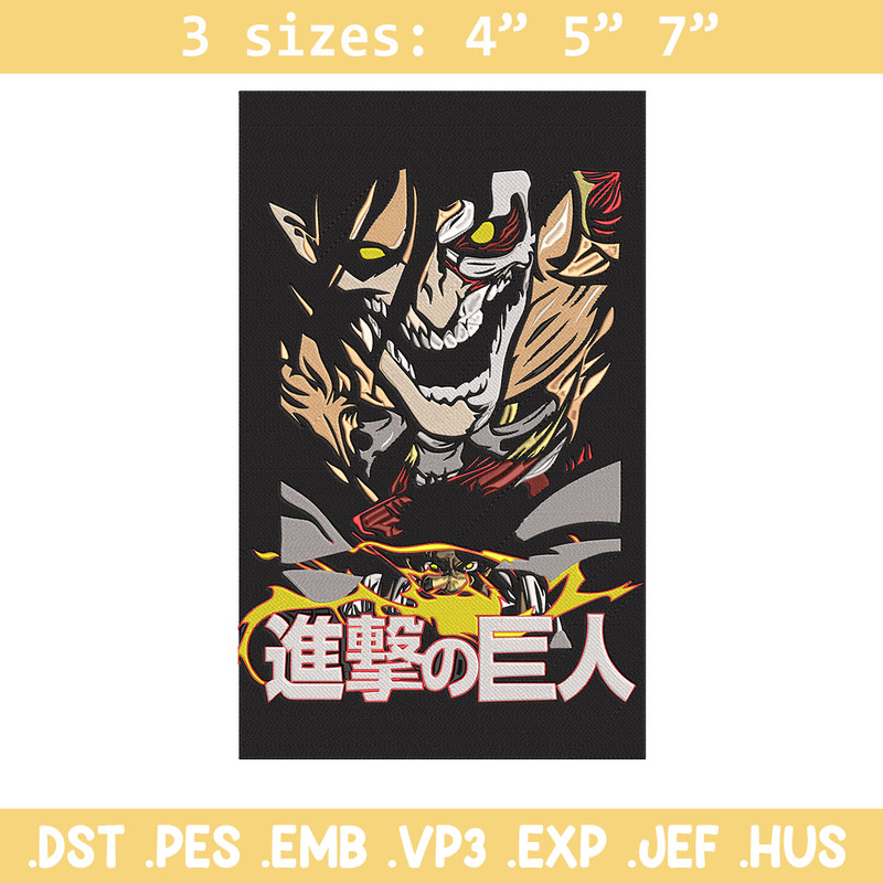 Eren poster Embroidery Design, Aot Embroidery, Embroidery File, Anime Embroidery, Anime shirt, Digital download..jpg